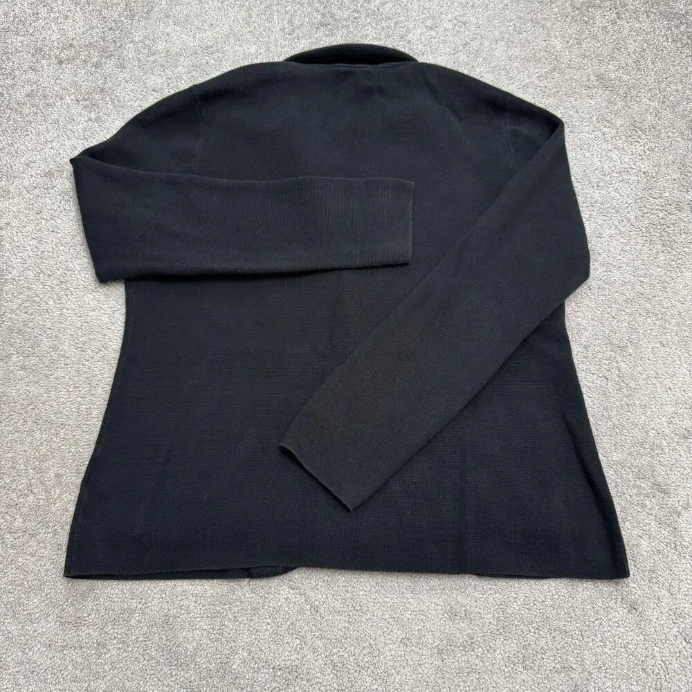 J.Crew Schoolboy Cardigan Sweater Blazer Jacket Womens Large Black Knit Cotton